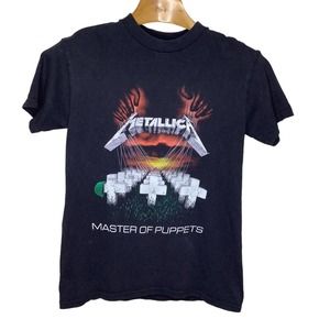 Vintage Metallica Shirt Master of Puppets Small Black Short Sleeve Y2K Metal S